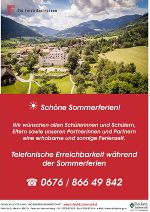 Erreichbarkeit in den Sommerferien © FS Feistritz
