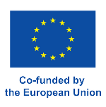 die Europaflagge, darunter ein blauer Schriftzug "co-foundet by the european union"